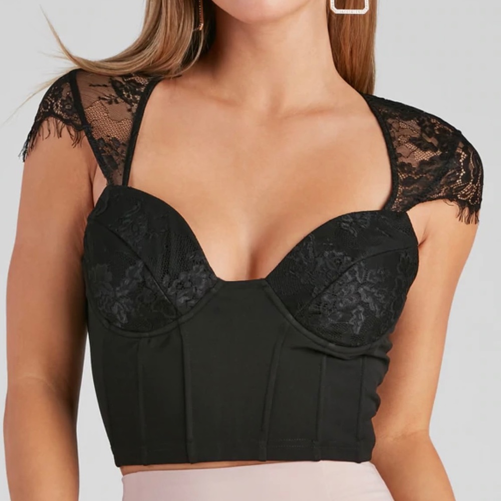Windsor Lace bustier crop top